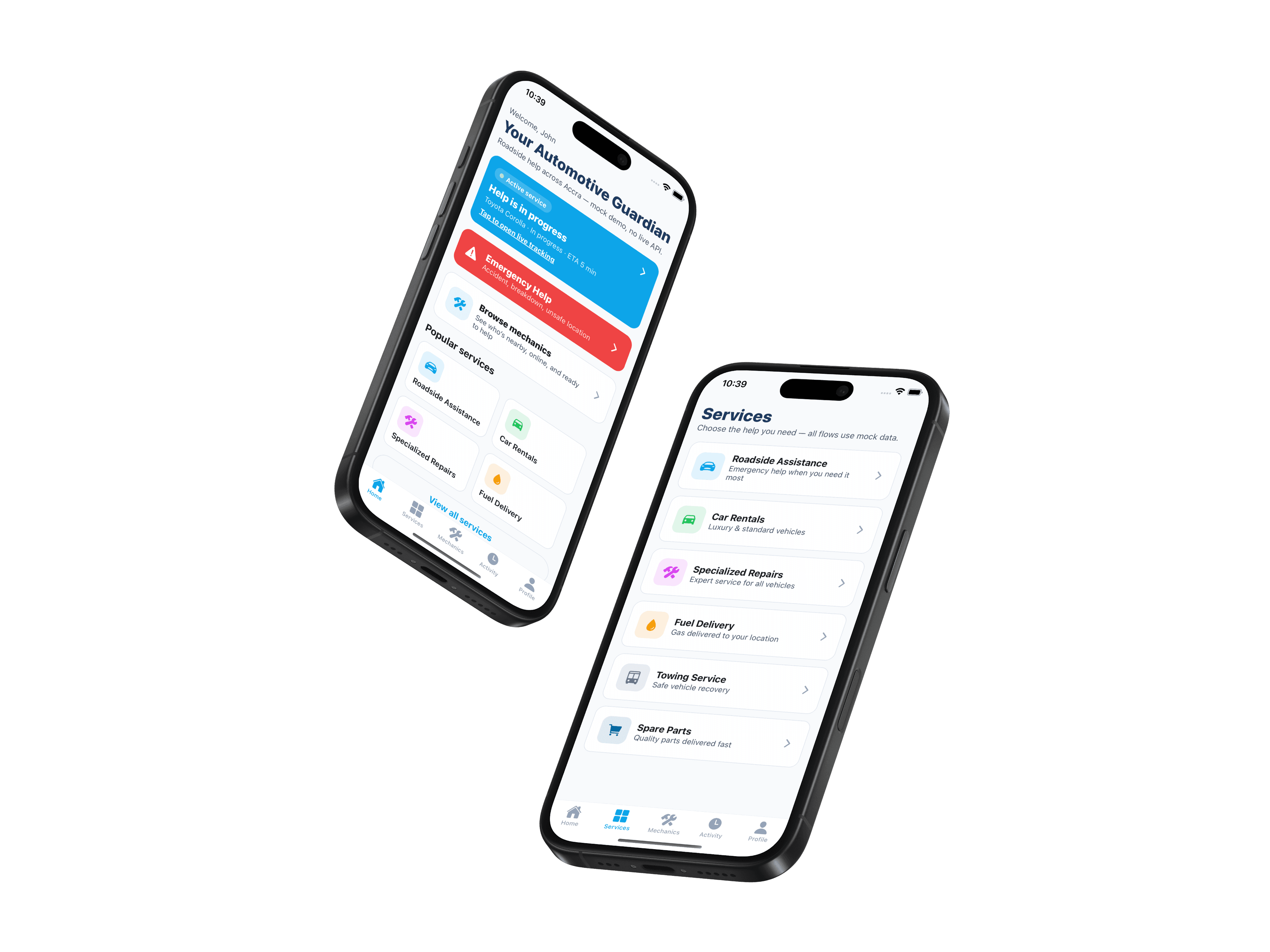 Stranded app on two phones — home and services