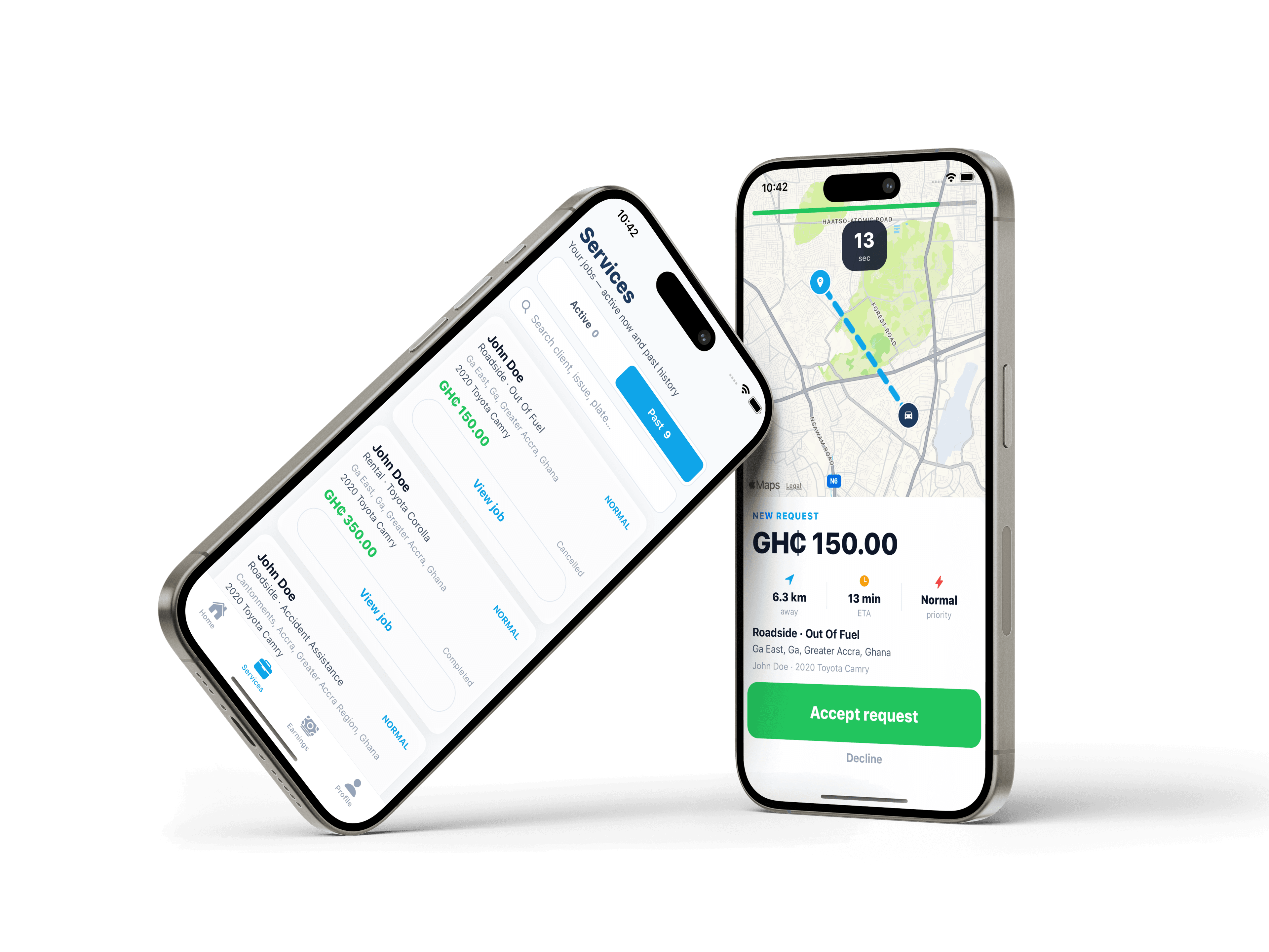 Stranded provider app — jobs and incoming requests